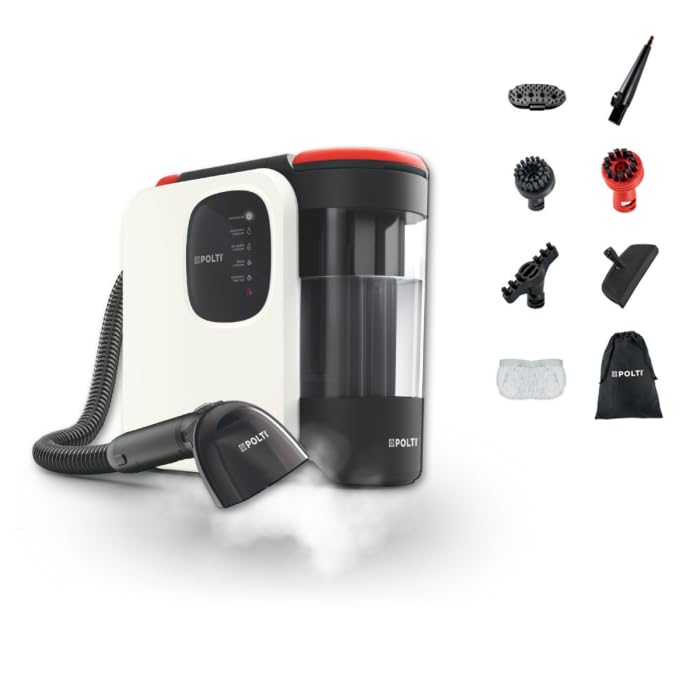 Polti StainOver SC30, shampouineusevapeur 4 en 1 para eliminar manchas, quitamanchas con función de vapor, ideal para dueños de mascotas, incluye 9 accesorios, color blanco