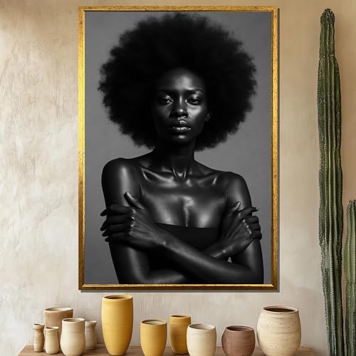 Peinture sur toile Afro Beauty pour habiller un grand mur vide portrait monochrome sans cadre
