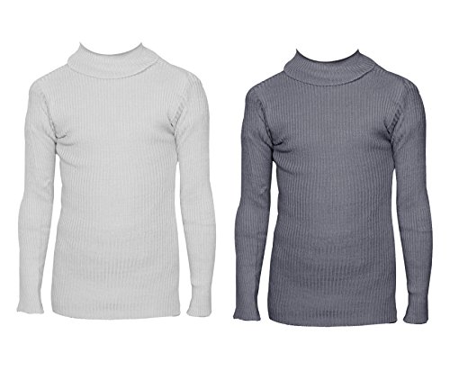 Image of IndiWeaves Girls Wollen Warm High Neck Full Sleeves T-Shirt /Inner /Skivvy for Winter (Pack of 2) White /Gray 2-3 Years 10110-1213-IW-P2-20