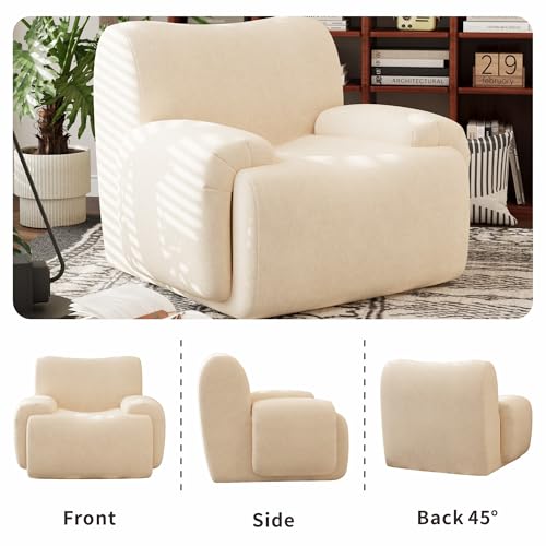 Sillón moderno boneless beige chenille cómodo miniatura 6