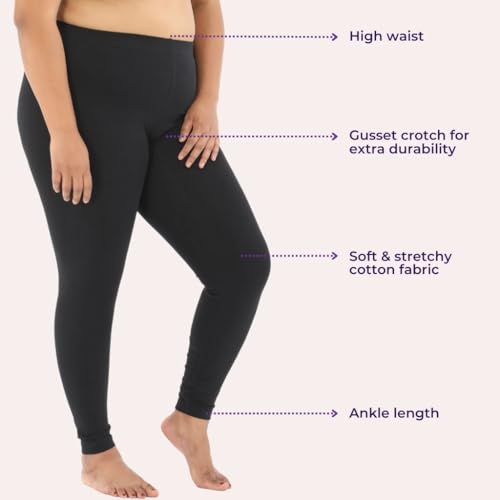 Image of Adira | Plus Size Leggings for Women | Plus Size Leggings for Women | High Waist | Ankle Length | Soft Cotton & Elastane Blend | Non-See-Through | Gusset Crotch Prevents Ripping