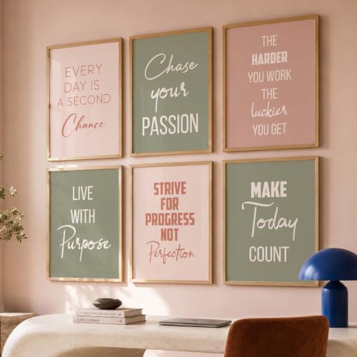 Image of kotart Motivational Quote wall frames for hanging, Home decor paintings living room, bed | Poster with glass Set of 6 Multicolo (14X20 Inch, D)