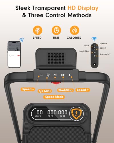 Image of Foldable Treadmill with 10% Incline, Upgrade 3.5HP Low Noise Walking Pad Treadmill with Handle Bar, Trisomy 4 in 1 Portable Under Desk Treadmills for Home /Office, 350Lbs Capacity, APP & Remote Control