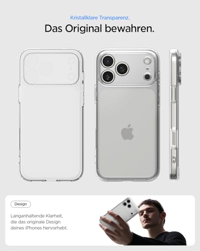 Spigen iPhone 17 Pro Hülle Signature [Anti Vergilbung] Ultra Hybrid Case Handyhülle Transparent Schutzhülle Slim Dünn – Crystal Clear 4
