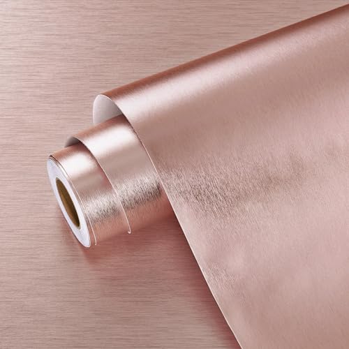 Yullpaper Tapete Rosegold Klebefolie Möbel Küchenfolie Selbstklebend Abwaschbar Folie Arbeitsplatte Küche Rosegold Tapeten Wohnzimmer Metallstil Schrank Folie Gold Möbelfolie Selbstklebend 40 X 300cm