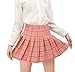 DAZCOS US Size Plaid Skirt for Women with Shorts Casual High Waist Pleated Mini Skater Skirts