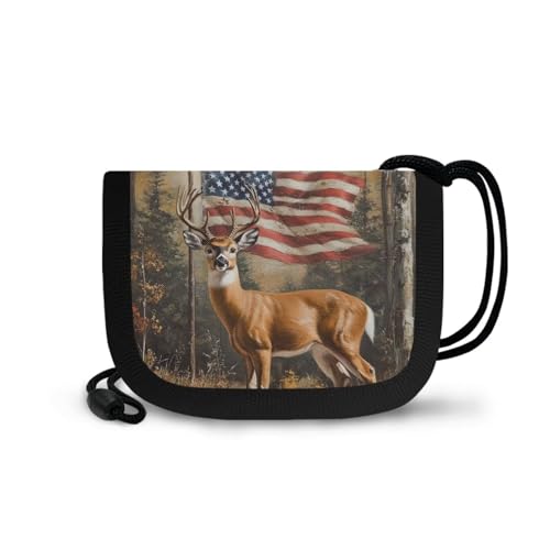 Reindeer Wallet for Kids Boys with String American Flag Kids Wallets for Boys 5-7 Pratical Multi Pockets Wallet Purse Toddler Small Purse