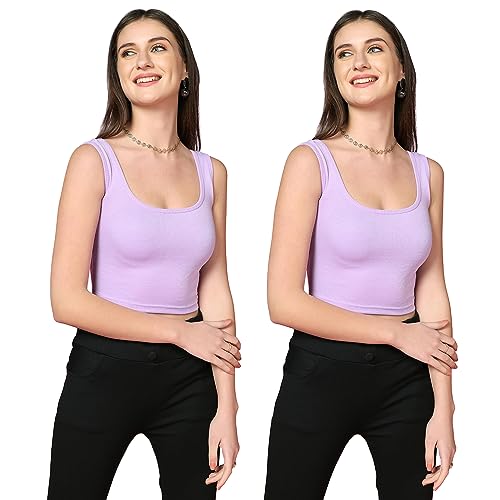Image of TOPLOT Women's Solid Ribbed Round Neck Sleeveless Slim Fit Tank Top (5069)