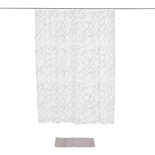 Duschvorhang mit Badematte, hellgrau