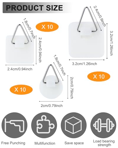 Acual Bildaufhänger zum Kleben, 30 Stück Bilderhaken Selbstklebend in 3 Größen, Aufhänger für Bilder ohne Bohren, Klebehaken Bilder für Fotos, Poster, Rahmen, Puzzle, Leinwände