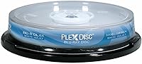 PlexDisc 645-212 50GB 6X BD-R DL White Inkjet Printable Blu-ray Discs, 10-Pack Spindle - Archival HD Media