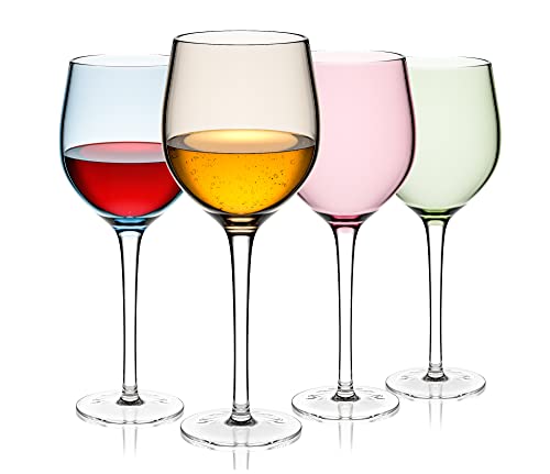 Omita Colored Wine Glasses Of 4-15.72 Oz Long Stem Hand Blown Premium Crystal Wine Glass For Red Or White Wine, Parties, And Daily Use Decorative Drinking In Elegant Colors #TOP28