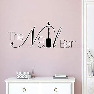 The Nail Bar Logo Wall Window Sticker Manicure Salon Design Wall Decal Removable Nail Art Wall Sticker 23x10in