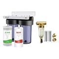 SimPure 40/200 Micron Spin Down Sediment Filter with 2-Stage Whole House Filter, Reduce Odor, Chlorine, Taste, Iron, Lead, Pre-Filtration System for City/Well Water,Brass Port, BPA Free