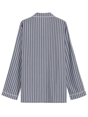 Latuza Men's Button Up Pajama Shirt Cotton Long Sleeve Sleep Shirt2