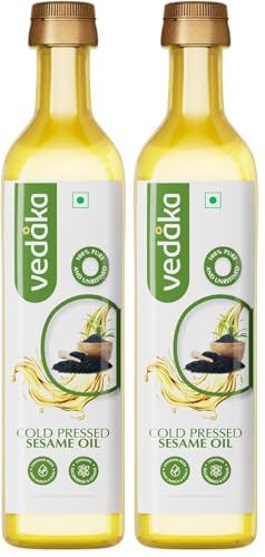 Image of Amazon Brand - Vedaka Cold Pressed Sesame Oil | 500 ML Bottle | Gingelly Oil (Pack of 2)