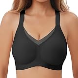 DURINM Sujetador Mujer Sin Aros Bralette Elástico Costuras Push Up Sostenes Básicos Cuello V Brasier de Dormir Comodos con Extensor de Sujetador