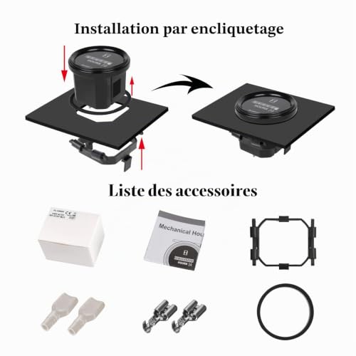 NInE-ROnG Compteur d'heures à quartz rond DC 8V à 80V, compteur d'heures mécanique, étanche pour moteur de bateau, tondeuse à gazon, tracteur, pelleteuse, UTV, voiturette de golf – vue 4