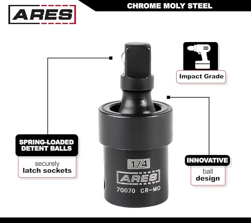 image for ARES 70073-3-Piece Impact Universal Joint Set - 1/4-Inch, 3/8-Inch and