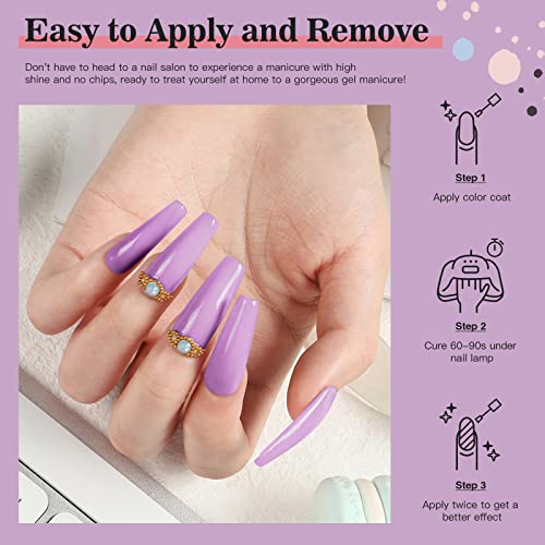 Aubss Gel Nail Polish, 1Pcs 15Ml Lilac Purple Color Gel Polish Soak Off Gel Nail Art Manicure, Soft Light Purple Nail Polish Gel Spring Summer Nail Gel Starter For Women Girls #TOP4