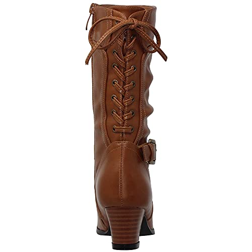 Generation Y Kids Girls Knee High Heels Boots Corset Lace Up Back Buckle Strap3