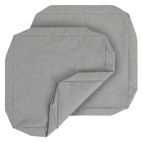 FUNHOME Outdoor Cushion Covers 18 x 18 x 4 inch,Set of 2,Non-Slip Grips Bottom,Replacement Cushion Covers for Garden Patio Furniture Couch Chair,Fade-Resistant Slipcover Only,No Insert(Light Gray)