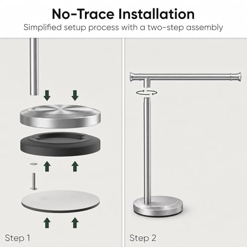 Hoimpro Hand Towel Holder Stand Towel Bar Rack Countertop Brushed Nickel by Hoimpro - Used condition - Image 7
