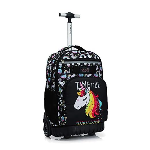 Tilami Rolling Backpack 18 inch Wheeled Laptop Backpack School College Student Travel Trip Boys and Girls, Unicorn Cute