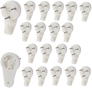 Merriway® BH00093 (20 Pcs) Medium 30mm (1.3/16 inch) White Nylon Non-Trace Hardwall Drywall Picture Hanger Hook - Pack of 20 Pieces