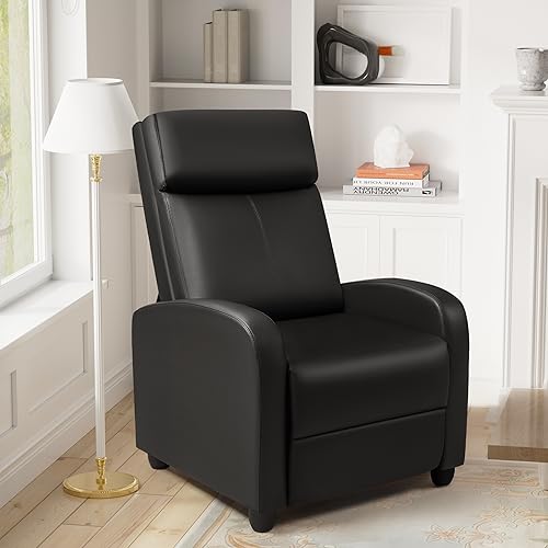 Sillón reclinable moderno piel sintética negro miniatura 2