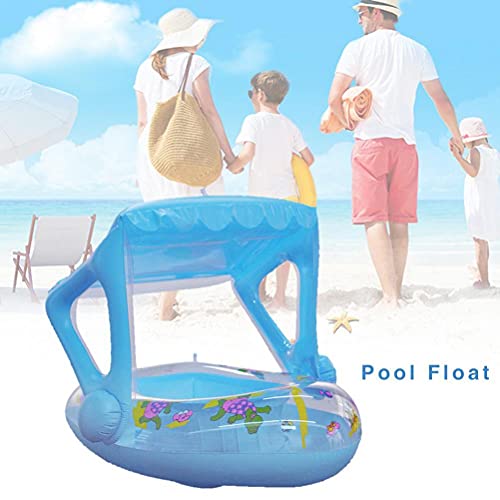 Boia inflável para bebês, boias infláveis com para-sol, anel de piscina, brinquedo de água para cria