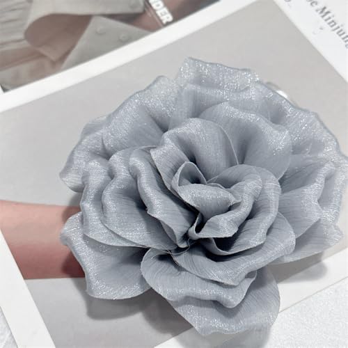 Image of Flash Camellia Flower Brooch Pin for Women Men Elegant Texture Fabric Dahlia Rose Floral Brooches Lapel Pins Dainty Wedding Holiday Party Costume Dress Accessories Jewelry