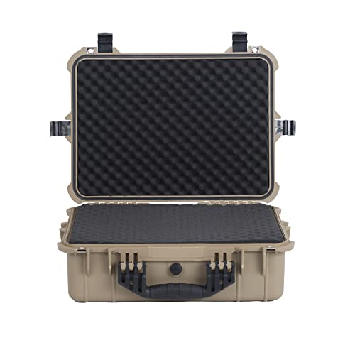 Image of MEIJIA All Weather IP67 Waterproof Hard Camera Case,Hard Protective Case,Hard Case with Customizable Foam,Fit Use of Drones,Camera,Equipments,Pistols(Desert Tan,19.78x15.77x7.41inches)