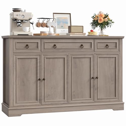 FirFurd Buffet Cuisine Meuble de Cuisine Rangement Buffet avec 4 Portes 3 Tiroirs Meuble de Rangement pour Salon Salle à Manger Étagères Réglables...