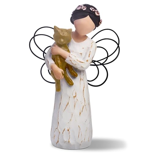 SIGUEJOR Angel Cat Memorial Gifts for Loss of Cat (Light Brown Cat)