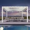 PURPLE LEAF Outdoor Louvered Pergola 10' x 12' White Pergola Aluminum Modern Perogla with Independent Rainproof Adjustable Hardtop for Patio Garden