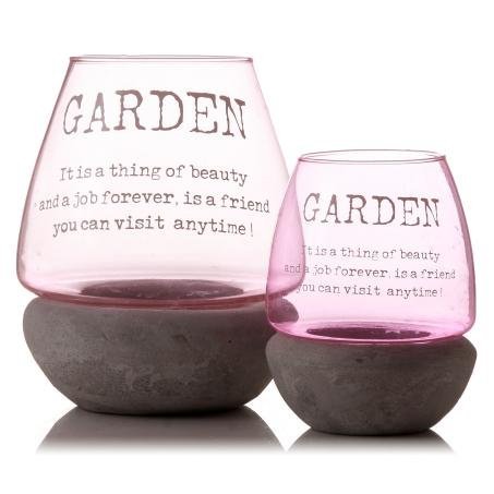 Bougeoir en verre Jardin Rose 20 cm de haute qualité