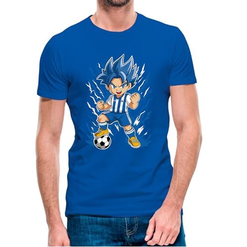 Camiseta de Manga Corta Goku Deportivo de la Coruña (Superdepor) 1999-2000 (14- Camiseta Talla XL)(Azul Manga Corta)