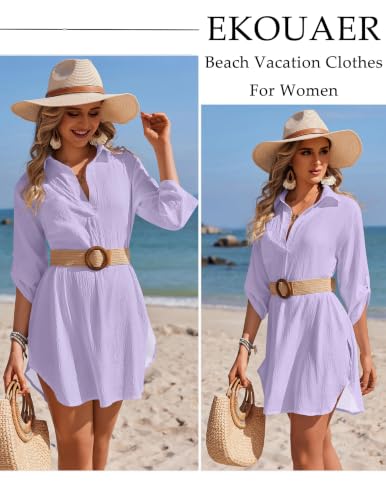 Image of Ekouaer Swimsuit Coverup for Women Bathing Suit Cover Up 2026 Summer Beach Vacation Outfits