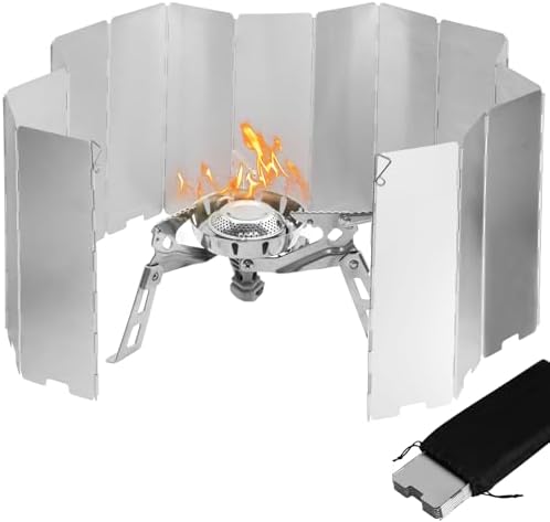 16 Plaques Pare-Vent Pliable Rechaud Aluminium, Pare-Brise de Réc...