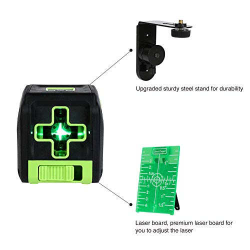 CO-Z Laser Level Green, 180-Degree Cross Line Laser Self Leveling Tool for Hanging Pictures Construction, Self-Leveling Horizontal and Vertical Laser Leveler with Magnet Pivoting Base and Laser Target - Thumbnail 3