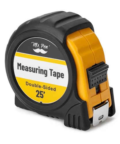 Image of Mr. Pen- Tape Measure, 25-Foot, Yellow, Double Sided Steel Measuring Tape Measure with Fractions, Easy Read Tape Measure 25 ft, Steel Tape Measure, Retractable Measuring Tape Retractable