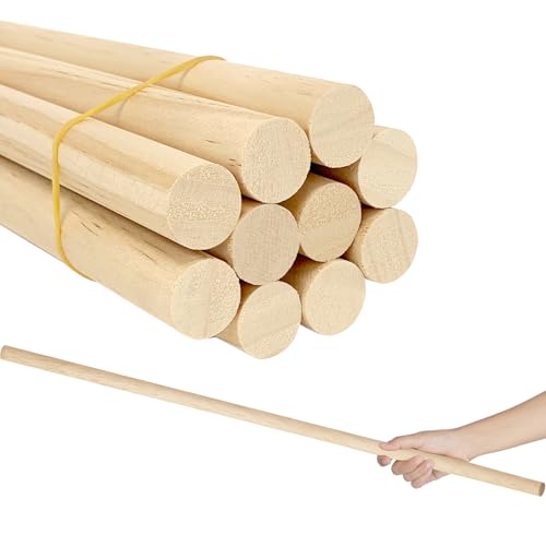 5 Pack 3/4 x 36 Inch Round Wood Dowels Unfinished Pine Wood Dowels Made in The USA for Woodworking, Crafts