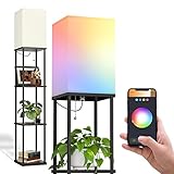 addlon Floor Lamp with Shelves, Smart 4-Tier Modern Shelf Floor Lamp with RGB Bulb, Display Floor Lamp for Living Room, Bedroom and Office - Classic Black