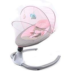 Mecedora para bebés de 0 a 12 meses, 3-12 kg, reproductor MP3 de música integrado, columpio eléctrico con música, plegable, extraíble y lavable (rosa)