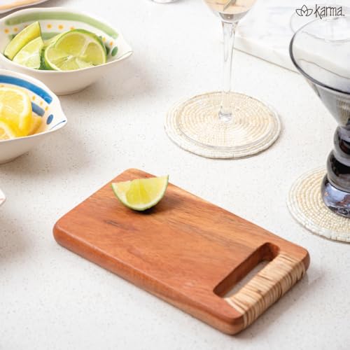 Tabla de cortar mini de madera acacia con mango Karma miniatura 5