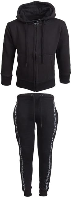Sergio Italia Boys Kids Tracksuit Sports Gym Jogging Jogger Bottom Zip Top Hoodie Hood Panel
