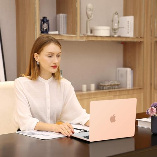 Image of MOSISO Compatible with MacBook Air 13 inch Case M5 2026 M4 2025 M3 M2 2024-2022 A3449 A3240 A3113 A2681, Scratches-Resistant Protective Hard Shell for MacBook Air 13.6 inch Case, Peach Fuzz