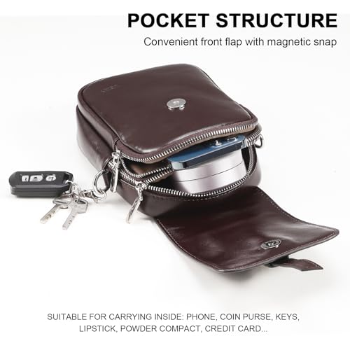 Image of Genuine Leather Crossbody Bags for Women, Small Crossbody Bag for Women,Phone Purses with Adjustable Strap for Travel