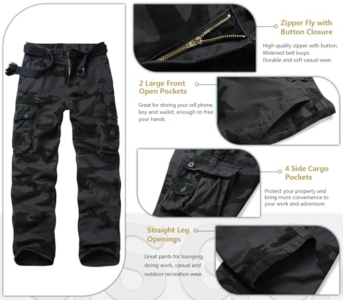 Men's Cargo Pants Cotton Ripstop Outdoor Casual Hiking Work Pants with Multi Pockets(No Belt)4